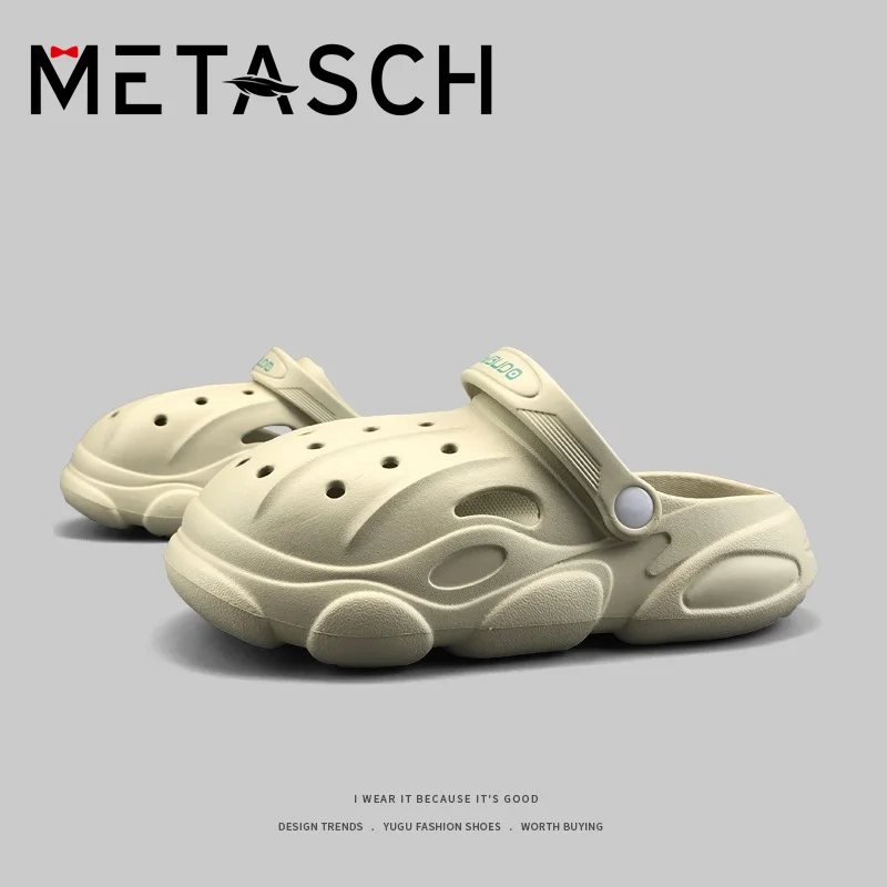 Новинка! Мужские летние Нескользящие шлепанцы METASCH, модные износостойкие шлепанцы на толстой подошве для дома и ванной