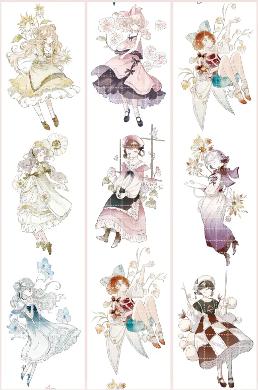 

1 Loop Cute Girl Flora Silvery Laser Shiny PET Tape