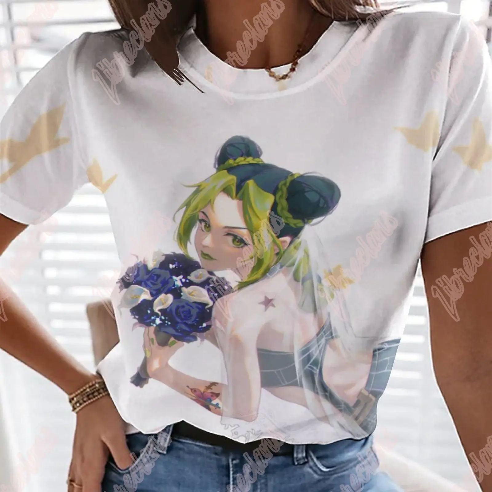 

Jolyne Cujoh T Shirts 3D Print Jojo's Bizarre Adventure Women Fashion Harajuku Japan Anime Streetwear Style Graphic Tee Clothing