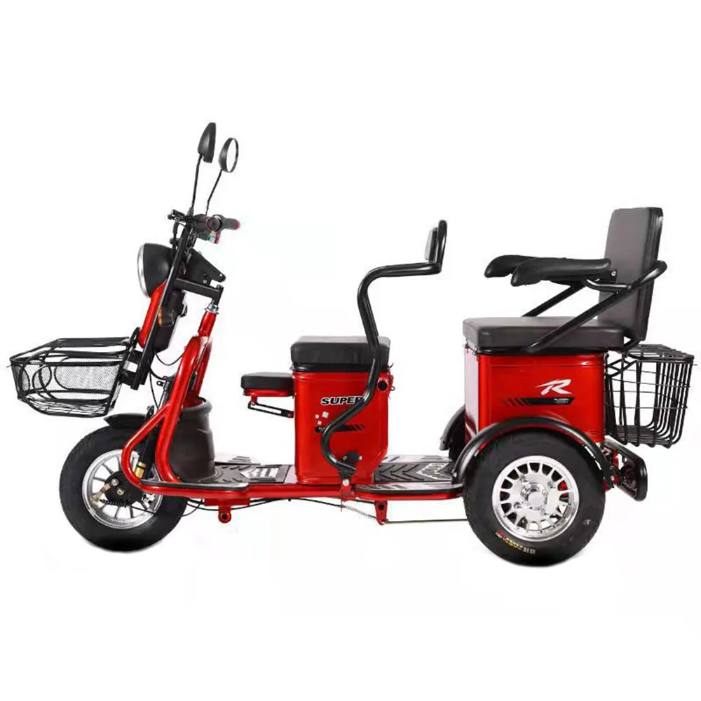 48/60 Volts Leisure Mobility Tricycle Electric Trike Removable Lithium Battery Double Damping System Big Shopping Box