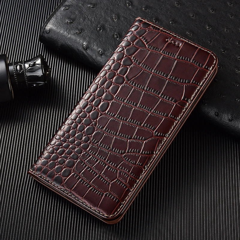 

Luxury Crocodile Genuine Leather Cases for LG G8 G8s G8X V50 V50s V60 Thinq 5G Cowhide Magnetic Flip Cover Shell With KickStand
