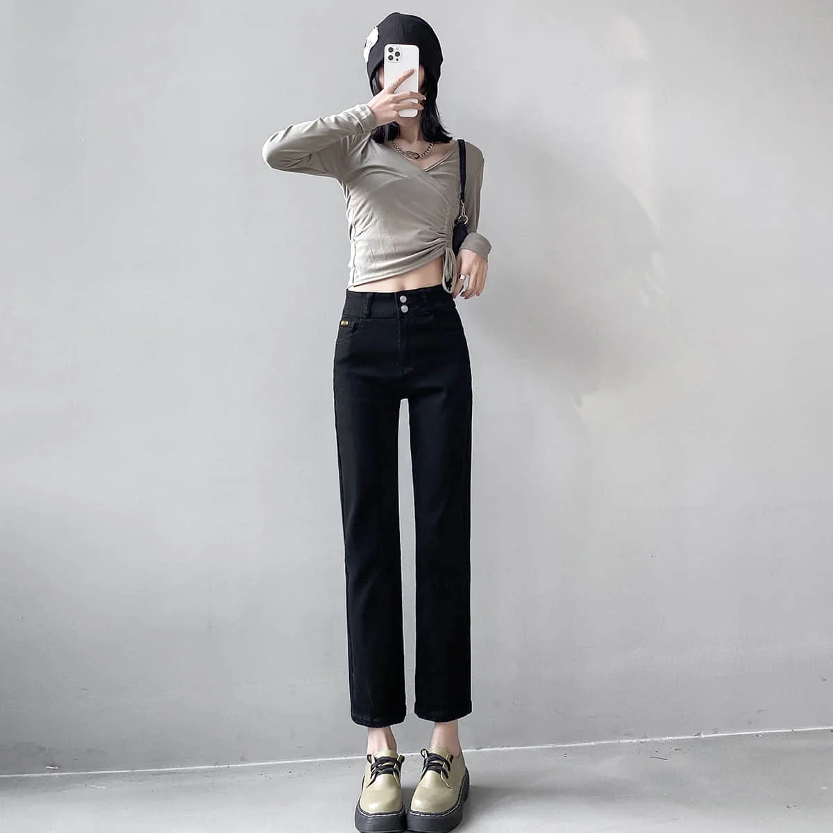 Woman Jeans Luxury Brand Acne Ac Studios Lady Street Fashion Ankle Length High Waist Jeans for Female Washed Denim Fit Pants