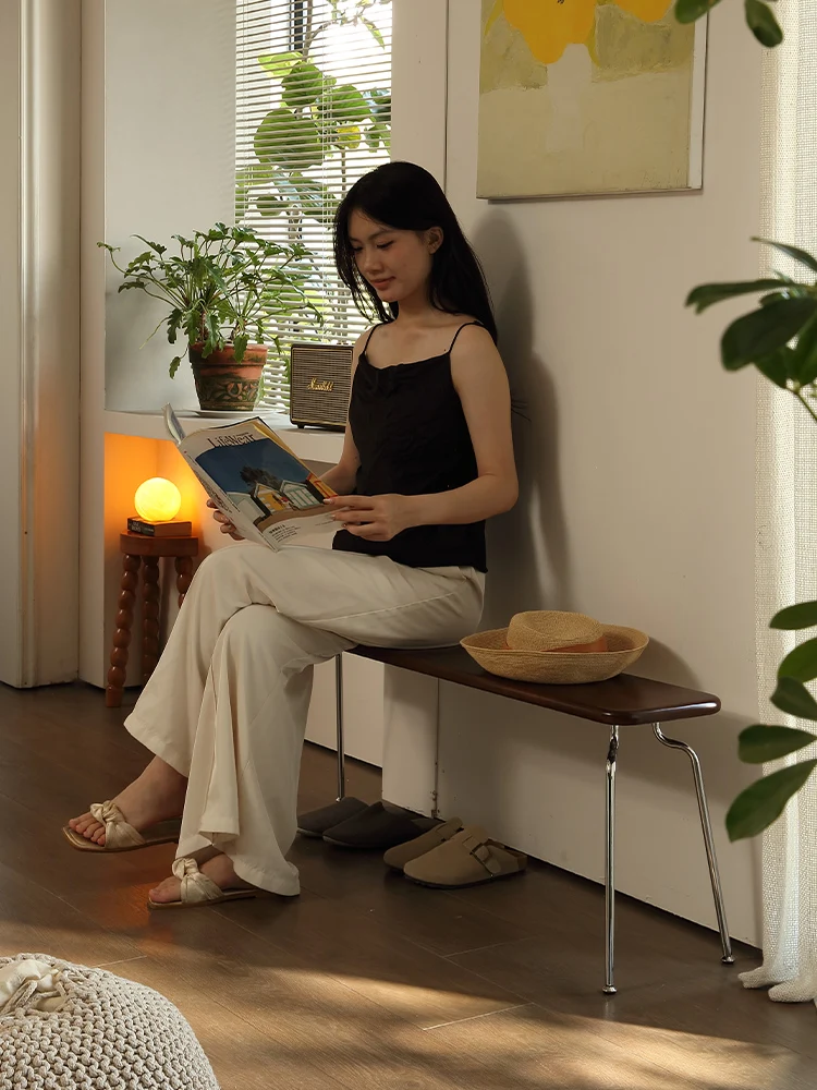 Скамейка из массива дерева в скандинавском стиле домашний простой диван для