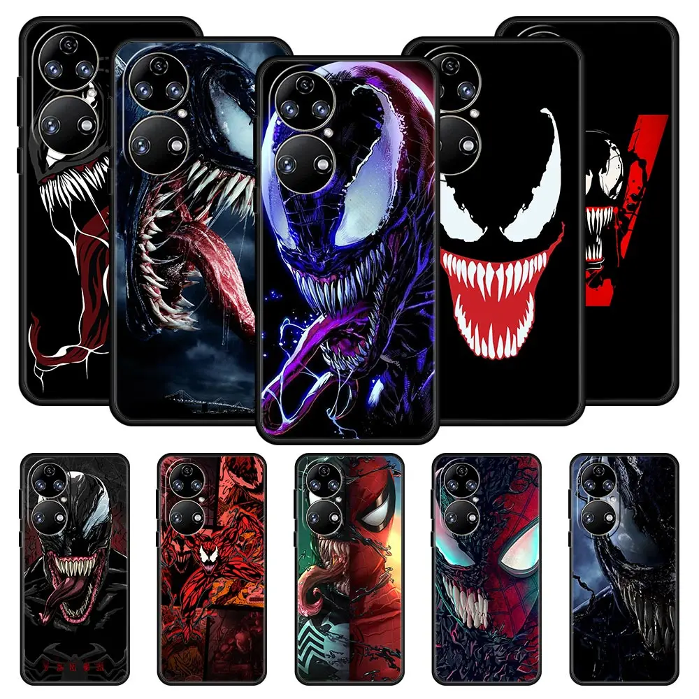 

Cartoon Venom Cell Phone Case For Huawei P50 P30 Pro P20 P40 Lite E P Smart Z 2021 Y6 Y7 Y9 2019 Y6p Y9s Y7a Soft Silicone Cover