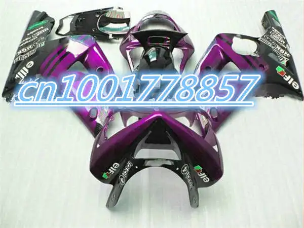 

100% New High grade fairing kit for zx6r 636 2003 2004 ZX-6R Ninja plastic black flame purple fairings set ZX 6R 03 04 ZX ZX600