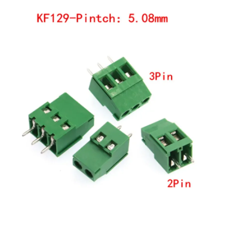 10 шт. зеленая Клеммная колодка KF129 для печатной платы, соединитель для проводов, 5,08 мм, Picth 2 контакта, 3 контакта, прямой контакт, 300 В, Клеммная колодка для сращивания
