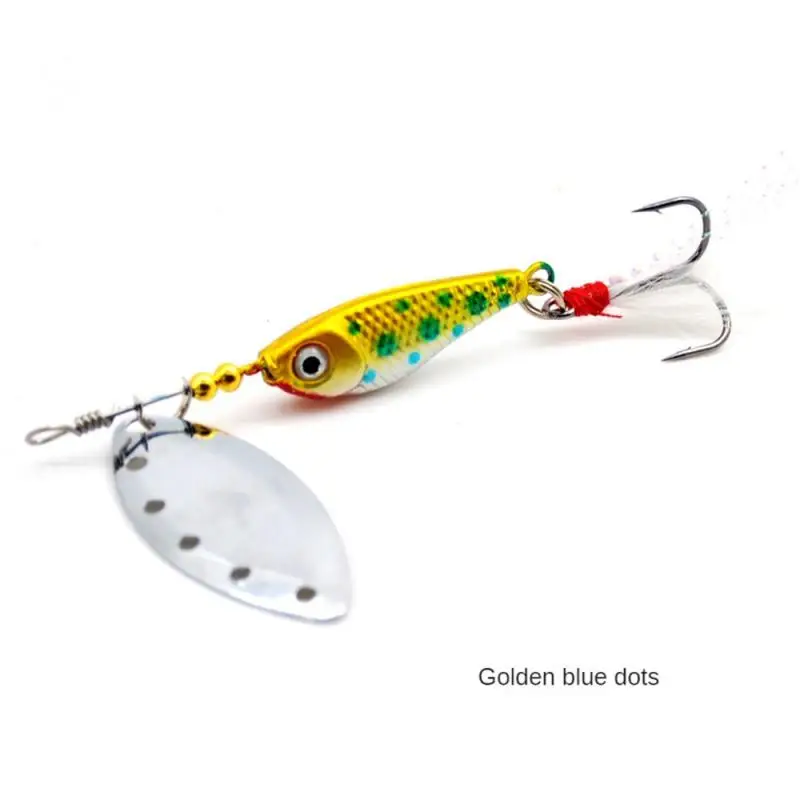 

Fake Bait Sharp Hook Feather Blood Groove Three Hooks Fishing Supplies Metal Bait Realistic Effect 360° Rotating Sequins Bait