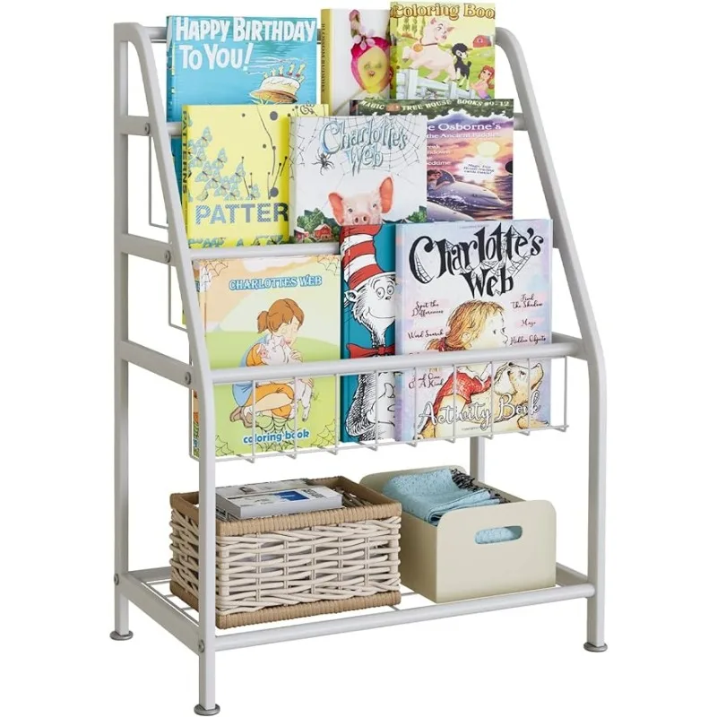 

18 дюймовый маленький книжный шкаф для малышей, органайзер для игрушек, белый Стабильный книжный шкаф, книжный магазин, книжный блок для хранения для небольших мест