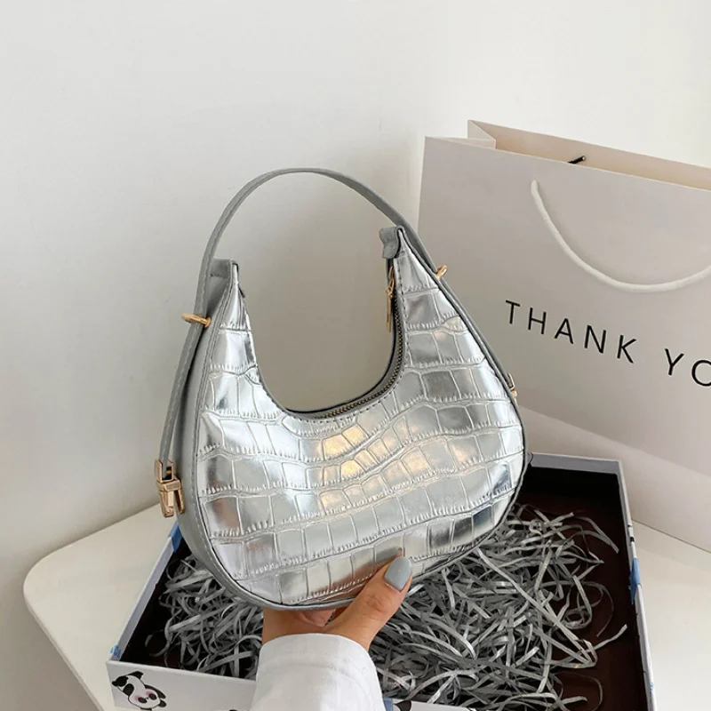 

Роскошные дизайнерские женские сумочки из искусственной кожи, кошельки 2023, винтажные сумки на ремне с двойной молнией и полумесяцем