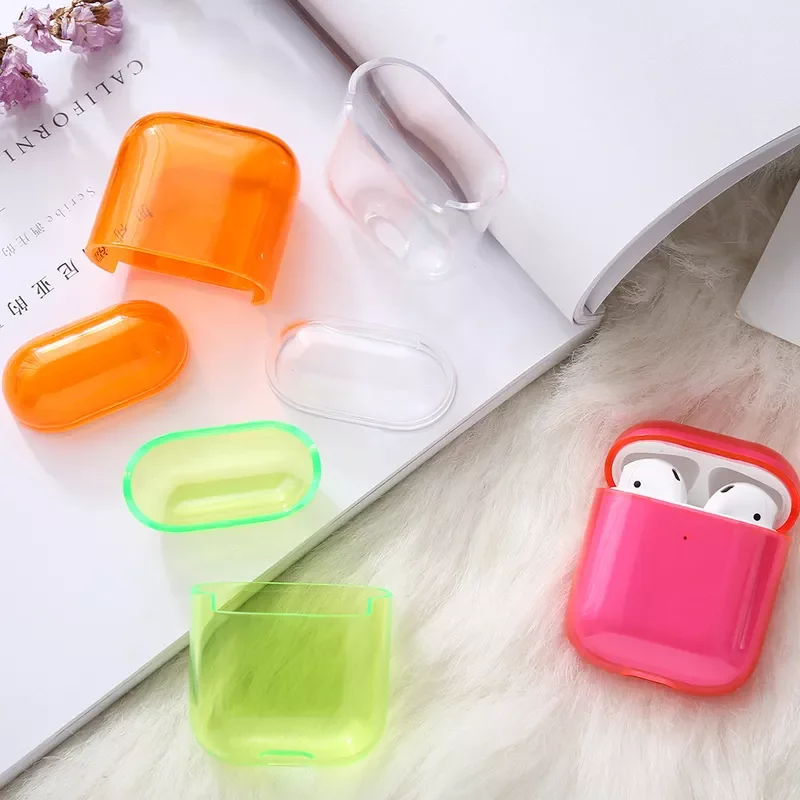 

1/2 Candy Color Case Cute Transparent Cover For AirPods Earphone Thin Case Protector Charging Box