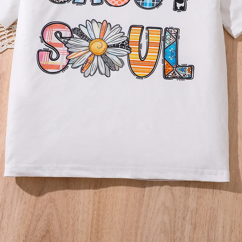 2024 Летние комплекты детской одежды Футболка с короткими рукавами и круглым