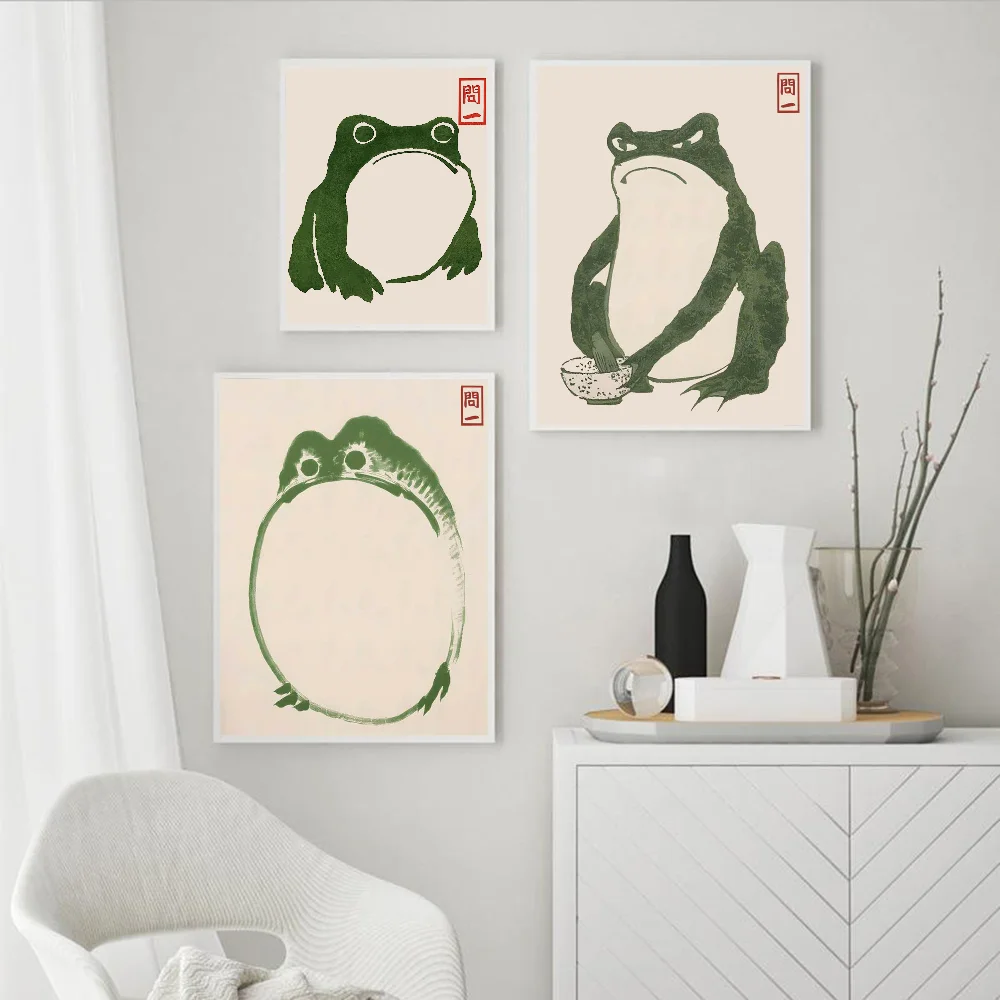 Matsumoto Hoji Frog Self-adhesive Art Poster Whitepaper Sticker DIY Room Bar Cafe Wall Decor