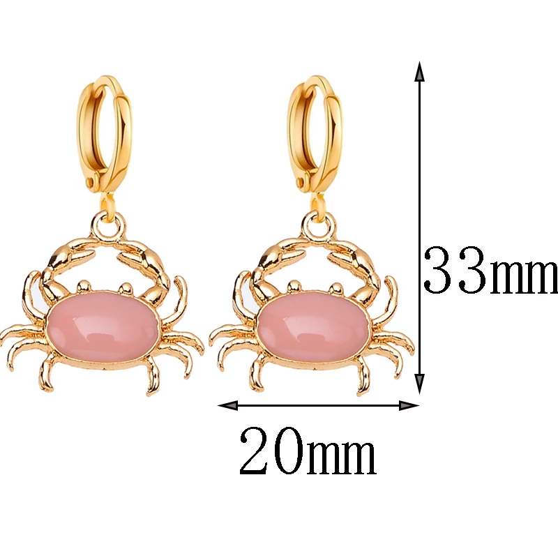 Cute Enamel Resin Alloy Crab Earring Pendant Summer Beach Collection Sweet Charm Drop Earrings Unique Jewelry for Girls Party |