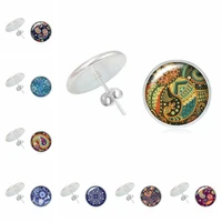 2020 new earrings ethnic style mandala time glass convex girl earrings fashion ladies childrens jewelry