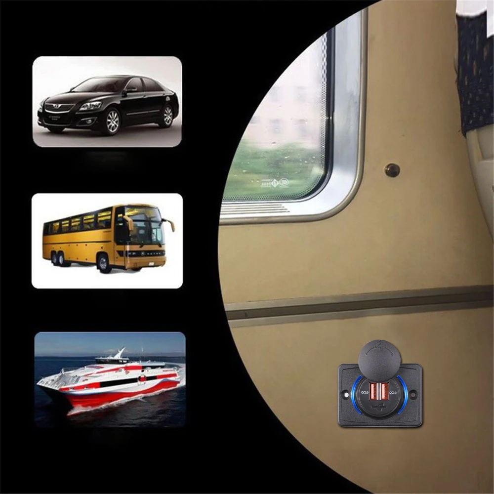 Зарядное устройство для мотоцикла и автомобиля с двумя USB-портами 3 1 А QC3.0 сетевое