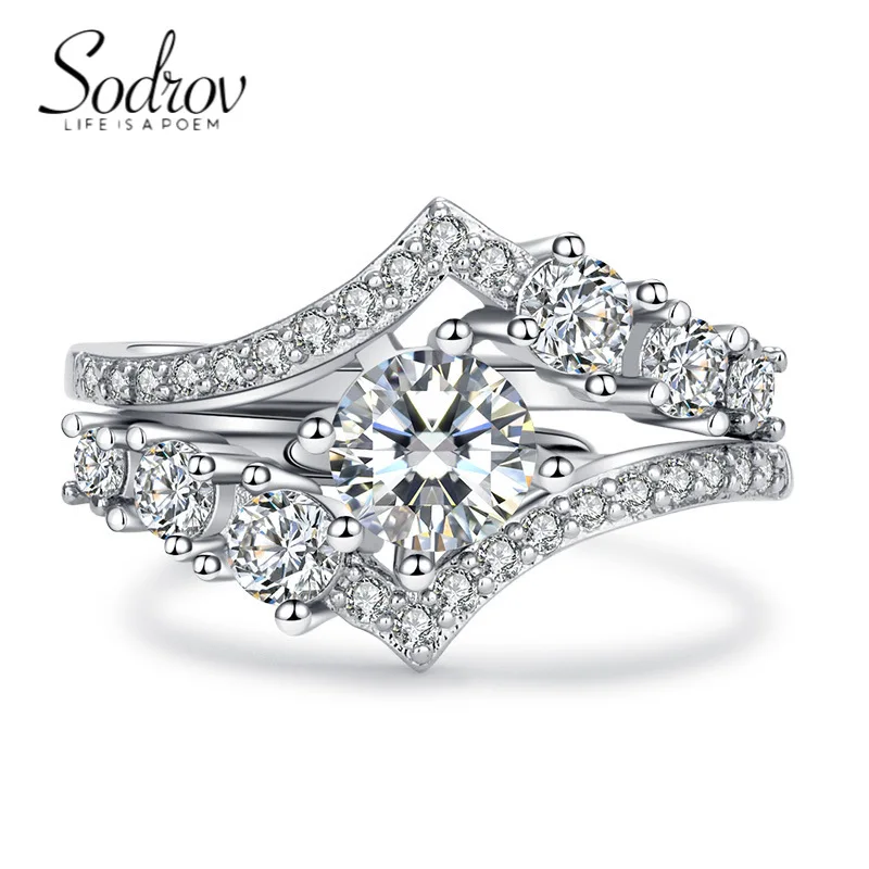 

SODROV Luxury Jewery Set of Rings Engagement Wedding Rings for Women Open Ring Jewellery