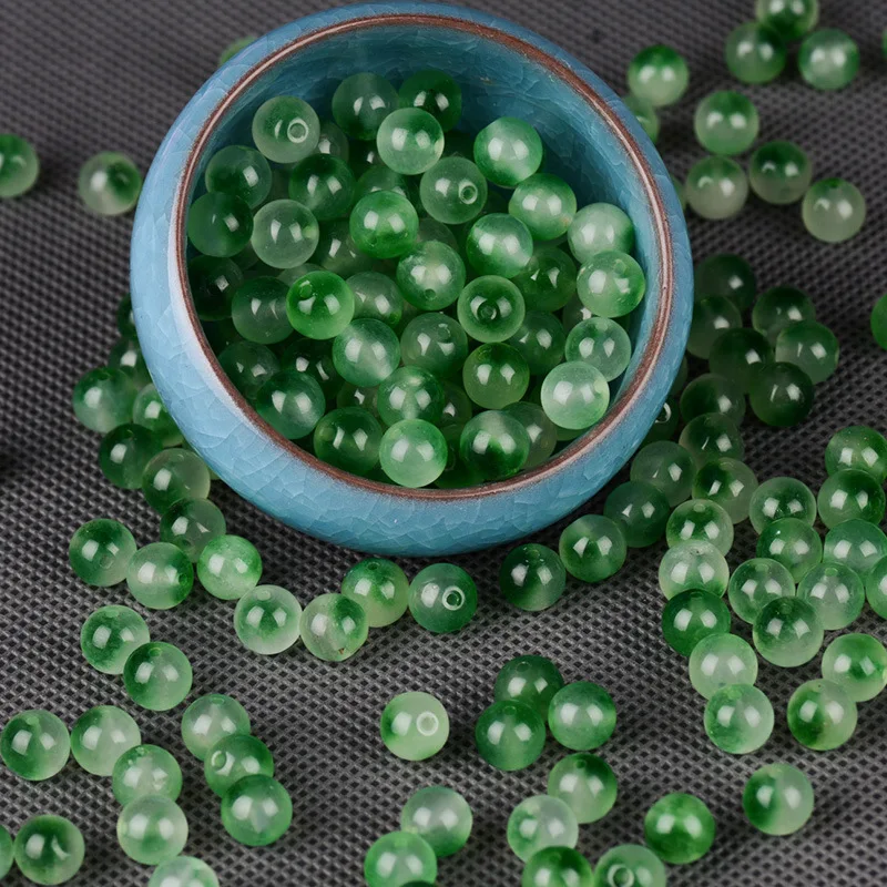 

8/10/12mm Grade A Myanmar Jadeite Ice Floating Green Jade Round Bead For Jewelry Making Diy Necklace Earring Bracelet Accessorie