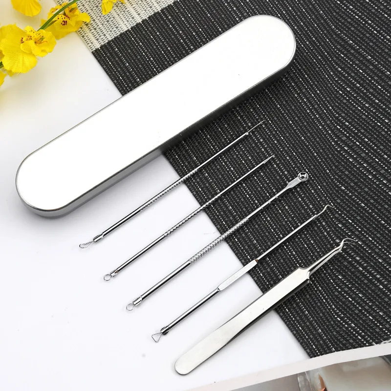 

5Pcs Blackhead Removal Acne Needles Comedone Black Spot Extractor Pimple Blemish Remover Skin Care Pore Cleanser Needle Hook