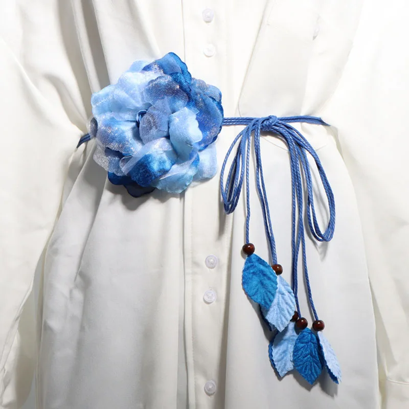 

Ladies Decoration Waist Chain Dress Belt Big Thin Belt Tassel Chiffon Flower Tassel Curtain Clip Strap Tie Rope Yarn Curtain Tie