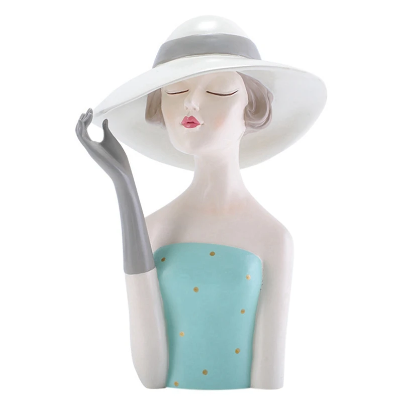 

Creative Fashion Girl Wearing Hat Resin Crafts Ornaments Girlfriends With Souvenirs Living Room Cabinet Porch Decoration