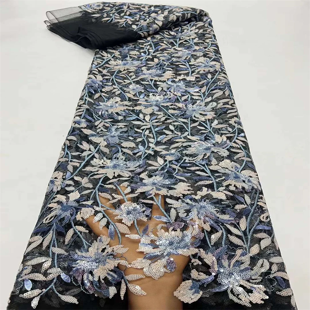 Новинка 2024 африканская нигерийская Изысканная кружевная ткань с блестками