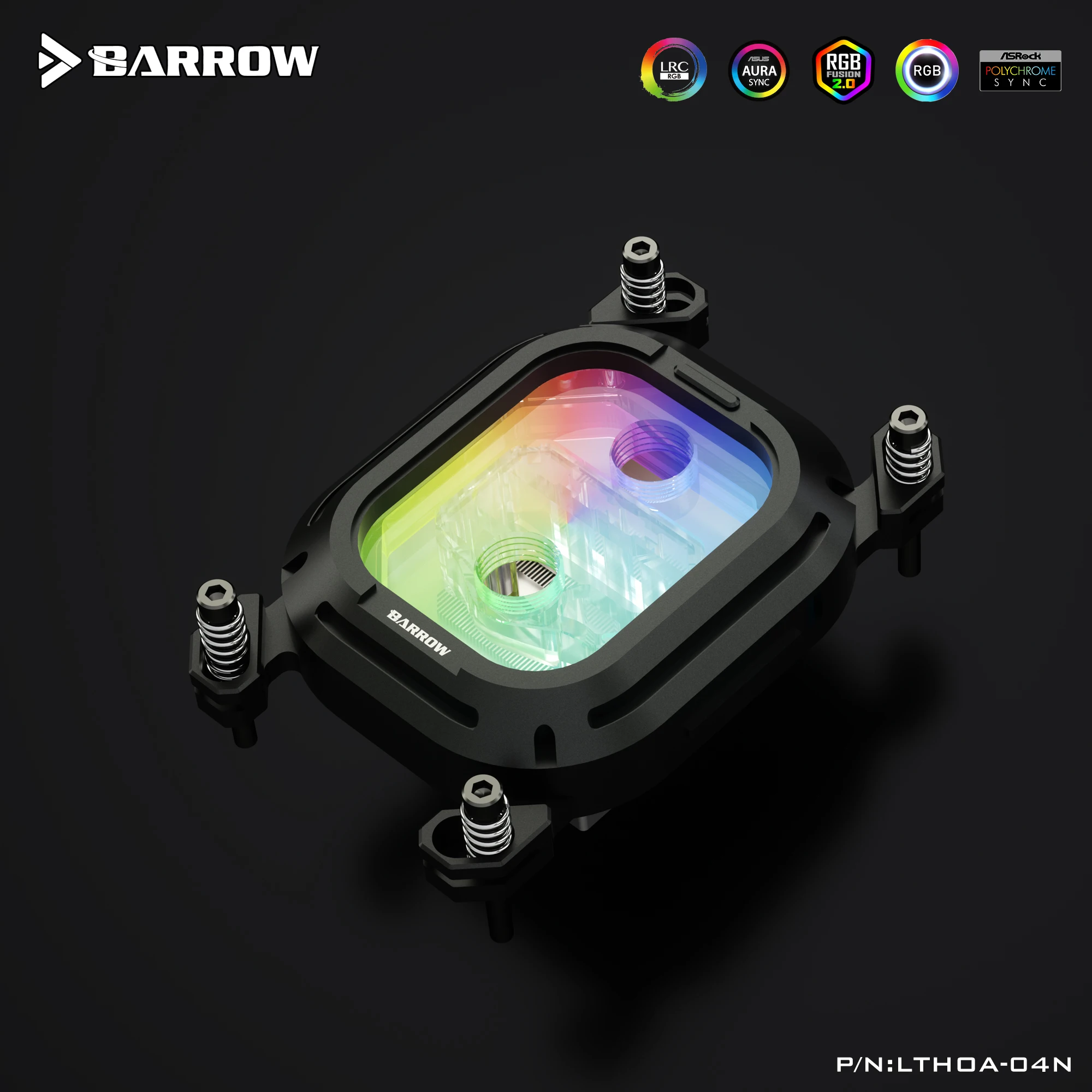 Водяной охлаждающий блок BARROW для процессоров AMD платформ AM5, AM4, AM3+, FM2, с разъемом G14, черный, белый, LTHOA-04N (art.: 3920d8fe729bf) - 3920d8fe729bf
