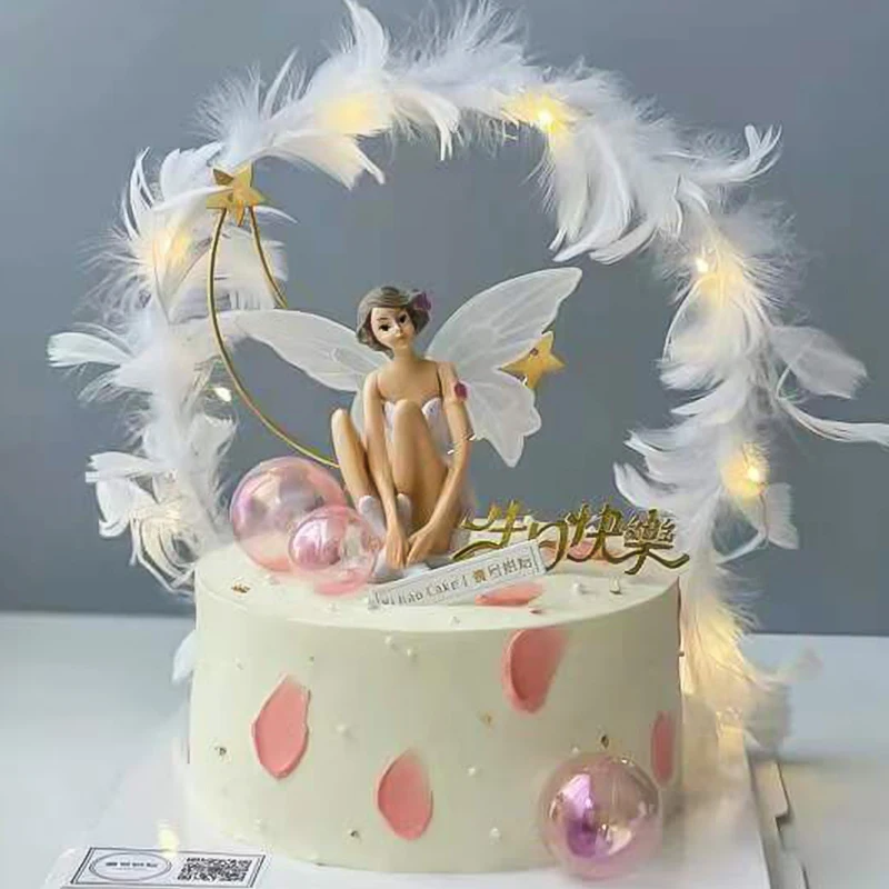 Украшения для торта в виде цветка волшебных тортов перьев жемчужин крыльев