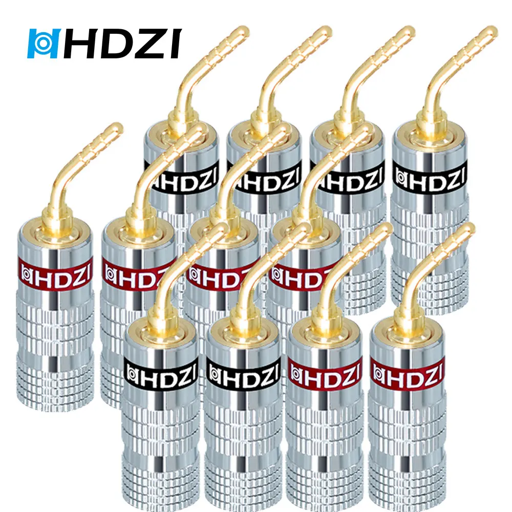 

HHDZI 12 Pieces Gold Plated Metal Shell Banana Plug Connector For Musical Speaker Cable High-end Audio Speaker Pin Plugs