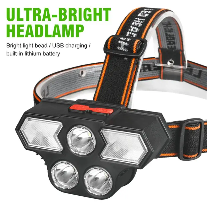 

Red Blue Warning Lighting Headlight 1pcs Super Bright Camping Lantern 4 Modes Adjustable Working Light Accessories Tools 5led