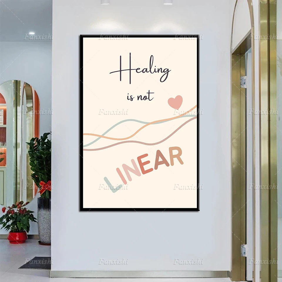 

Nordic Healing Is Not Linear Wall Art,Mental Health Poster For Therapist Office Decor And School Counselor Decor Canvas Painting