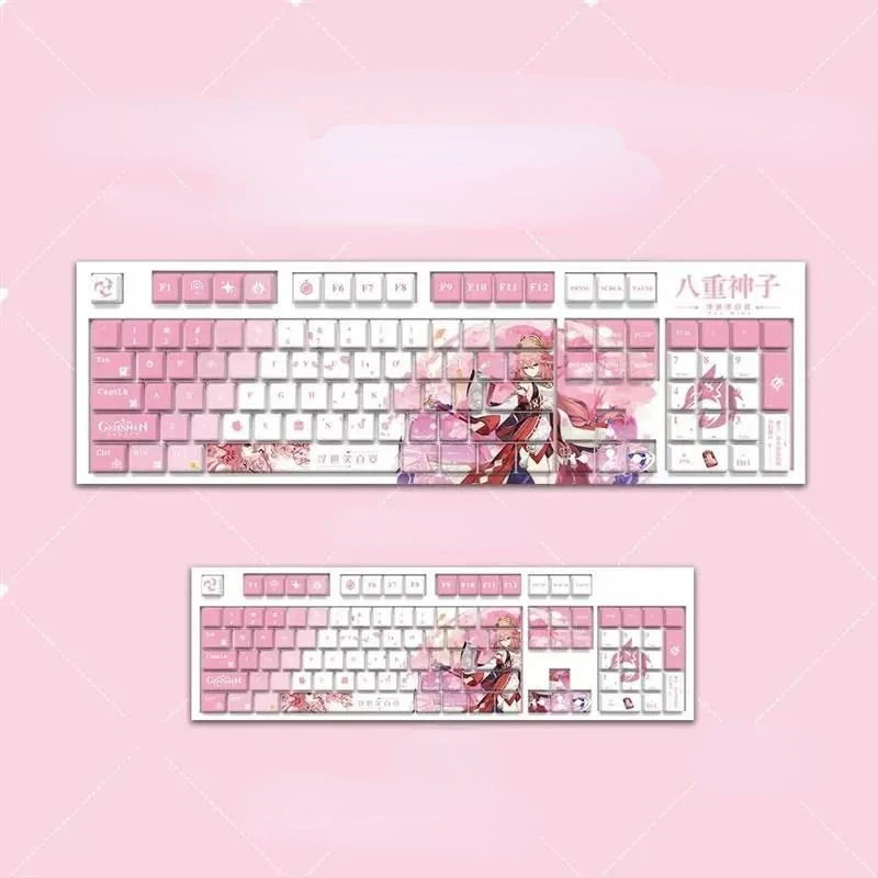 Новые 128 клавиш/набор Genshin Impact Yae Miko PBT Keycaps для Cherry MX Switch Keycap механической