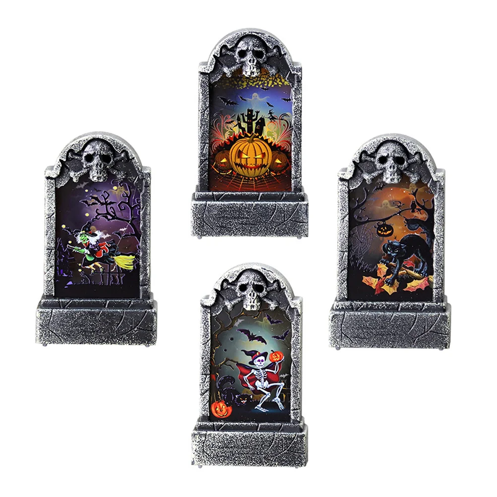 

3 Pcs Halloween Tombstone Lights Party Favors Horror Decorations Ornaments Outdoor Tombstones Plastic Decorative