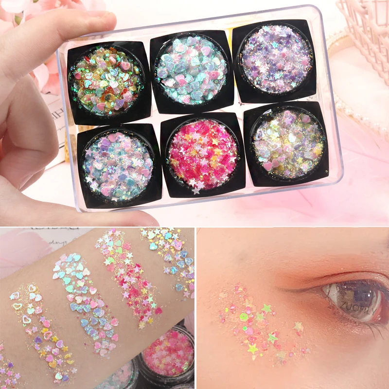 

Sparkling Sequins Glitter Powder Gel Sequins Eyeshadow Pallette Shinning Popular Color Sequins Nail Decor Eye Makeup Free Glue