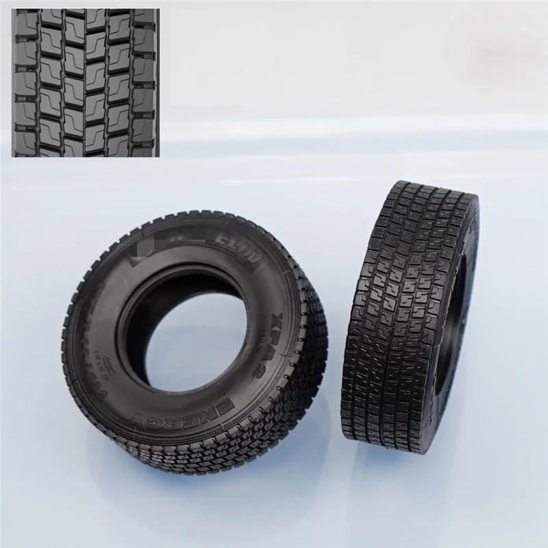 1Pair Rubber Road Tires Narrow/width Wheel for 1/14 Tamiya RC Truck Trailer Tipper Scania 770S Actros Volvo MAN LESU DIY Parts