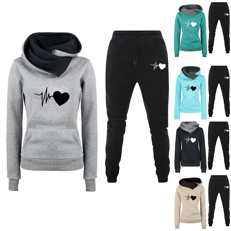 Спортивный костюм женский с капюшоном и длинным рукавом повседневный шикарный