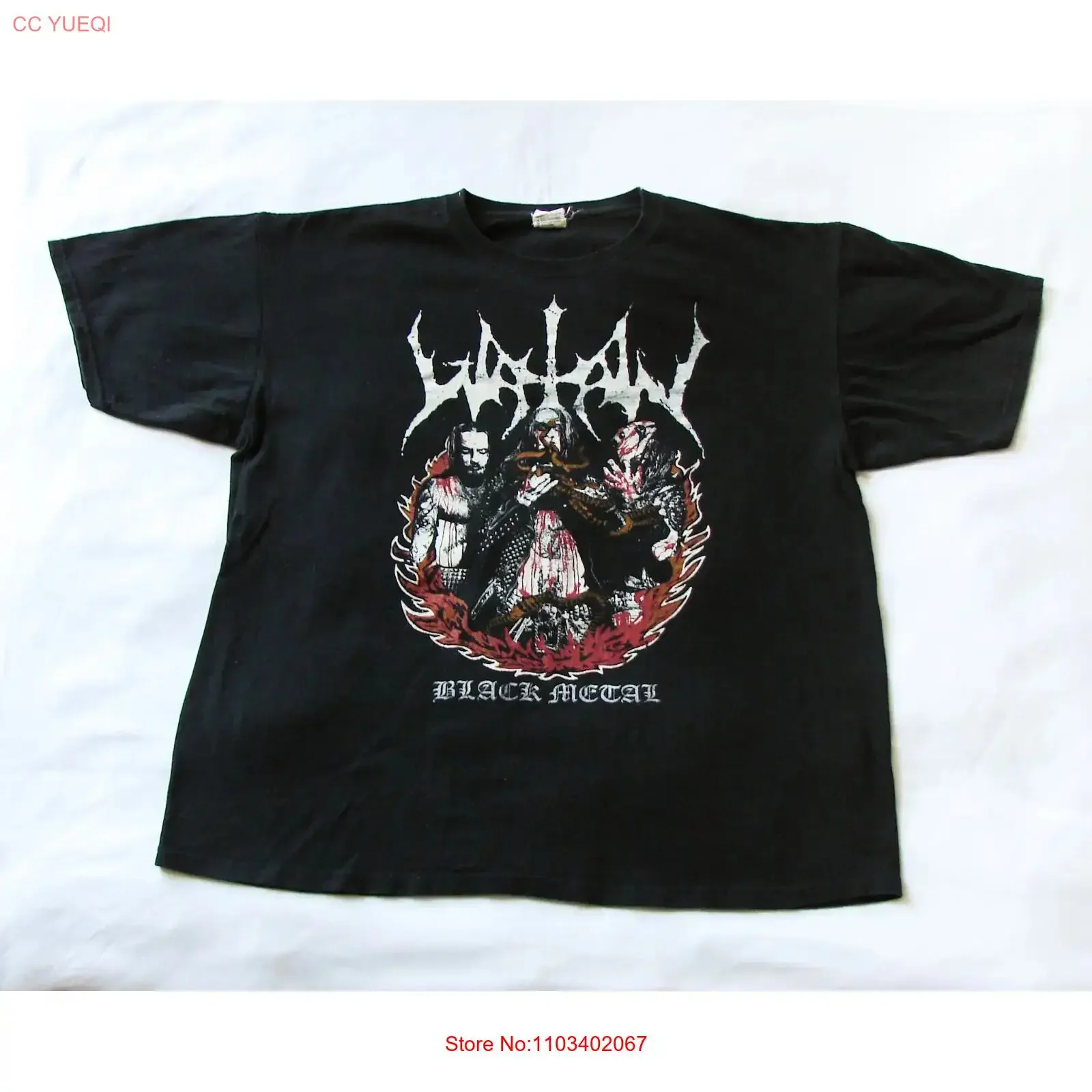 Фото Винтажная футболка Watain Black Metal Lay Down Your Souls, размер XL, с эффектом потертости, для повседневной носки, удобная уличная одежда №1