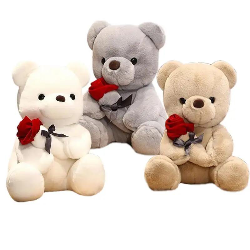 

23CM Cartoon Rose Teddy Bear Plush Toy Kawaii Stuffed Animal Toy Figure Sleeping Hugging Doll Valentine's Day Gift For Girls