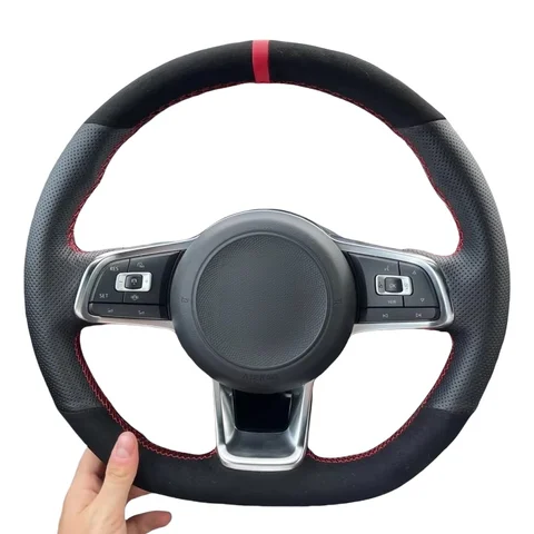 Чехол на руль автомобиля для Volkswagen Golf 7 MK7 GTI R VW Polo Scirocco 2015 2016, индивидуальный замшевый кожаный руль «сделай сам»