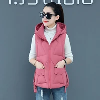 autumn winter women cardigan jacket warmth hooded vest padded jacket sleeveless tops free shipping korean fashion plus size new