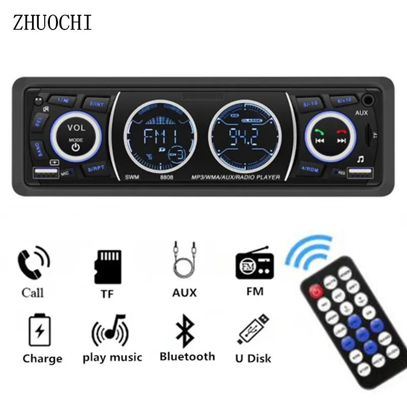 Автомагнитола 1DIN стерео Bluetooth mp3-плеер FM-приемник 60 Вт x 4 12 В поддержка зарядки