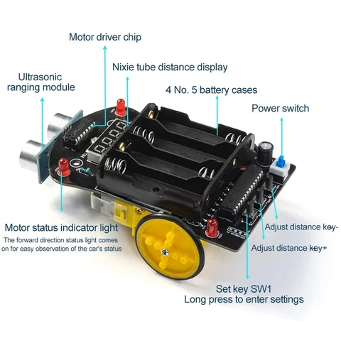 Умный автомобиль DIY Electronic Kit 51 MCU Ультразвуковой автомобиль для объезда препятствий с автоматическим ранжированием, программирующий робота DIY Kit