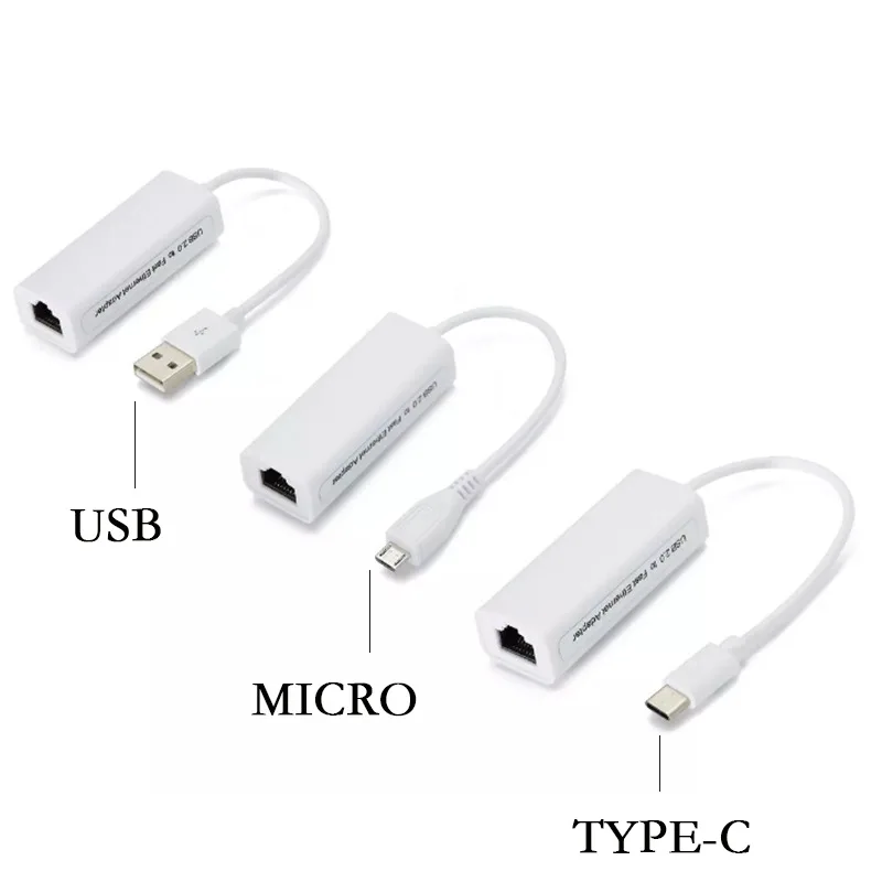 

Micro USB Type C to Network Card LAN Ethernet RJ45 10/100Mbps Internet Cable For Android PC Laptop Tablet Windows XP Vista Linux