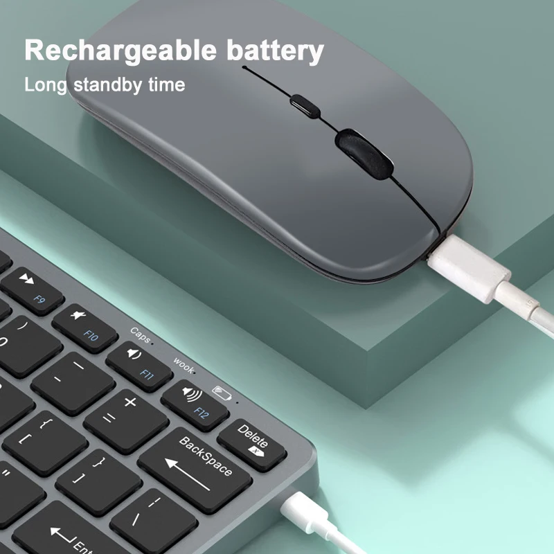 2 4G Bluetooth-совместимая Беспроводная клавиатура мышь Combo Slient игровая для Macbook Pro
