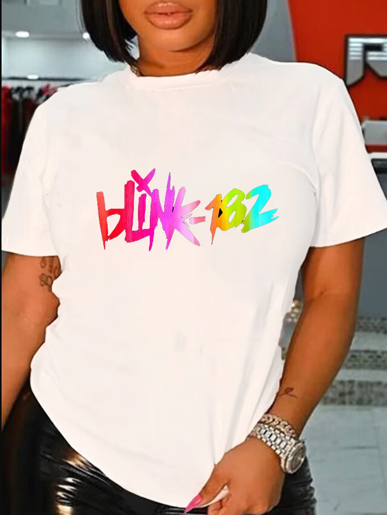 

Letter Print T-Shirt, Short Sleeve Crew Neck Casual Top For Spring & Summer, Women's Clothing