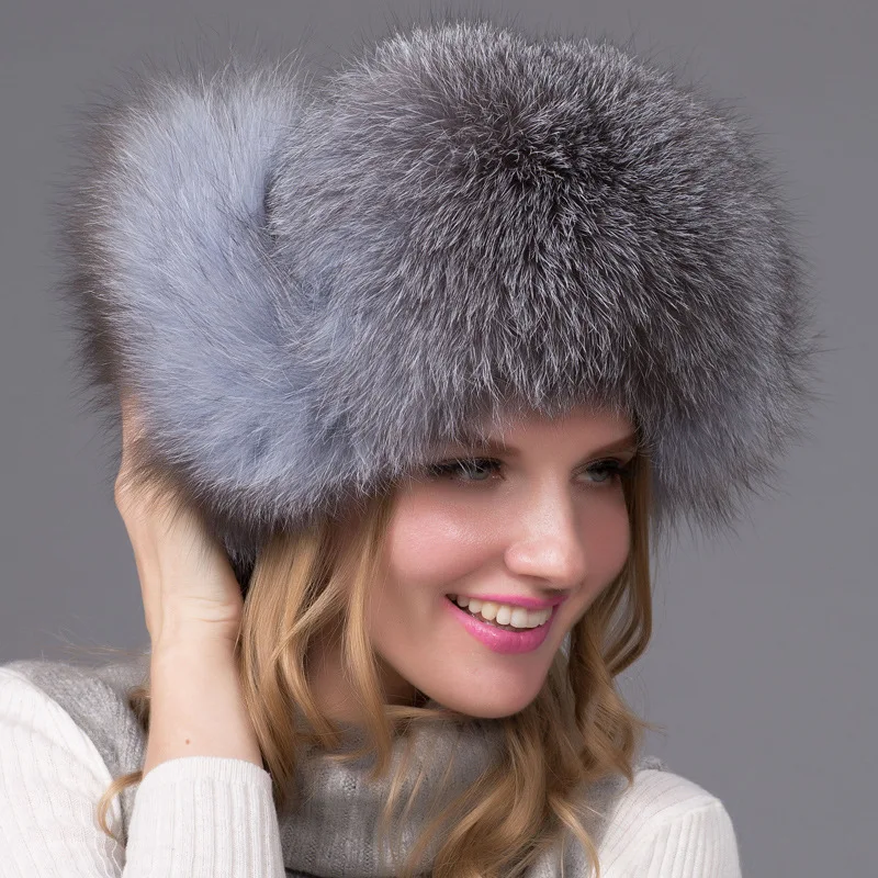 Шапка из натурального Лисьего меха головной убор Lei Feng настоящей овечьей шкуры
