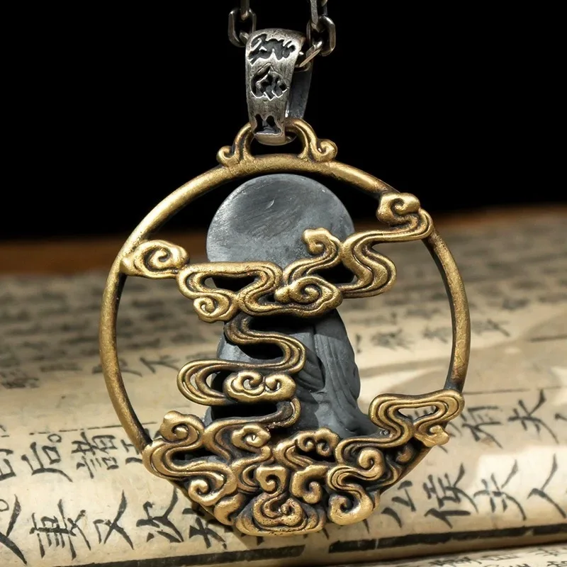 New Retro Solid Buddha Pendant Old Zodiac Year Manshu Bodhisattva Guanyin Men and Women