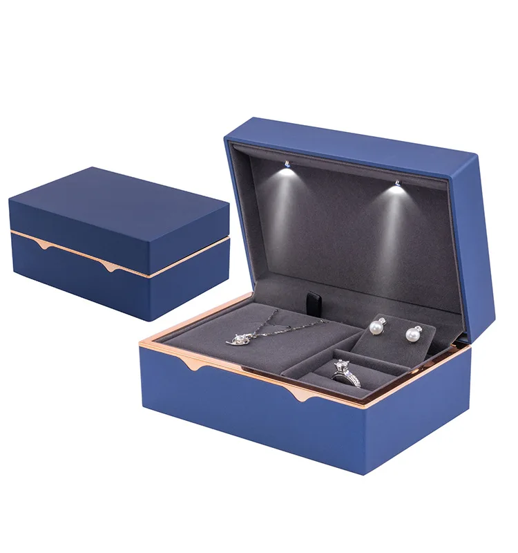SmartOrganizer LED Jewelry Box for Ring Necklace Engagement Ring Display Gift Case Packaging Showcase Boxes with Light Storage