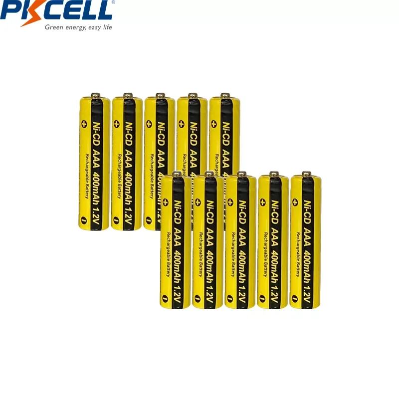

NEW 10PC PKCELL 1.2V NI-CD AAA Rechargeable Battery 400mAh Powered with Button Top Solar lights toys batteries