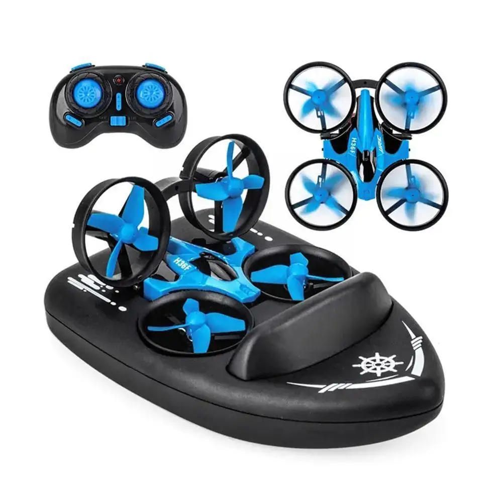Мини-Дрон H36F, игрушки 3-в-1, вертолет, водная гоночная лодка, ховеркрафт, режим земли, 3D флип, Безголовый режим, Радиоуправляемый Дрон, игрушка для детей G W8S6