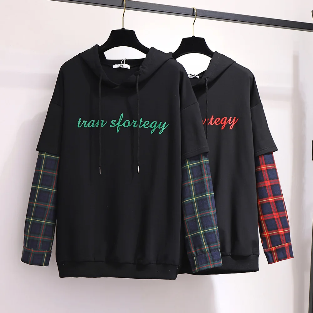 

300kg extra large women's dress fat sister 2022 spring loose long sleeve fake two piece sweater thin coat